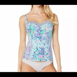 Lilly Pulitzer Blue Oasis Tint Tankini Top size 2